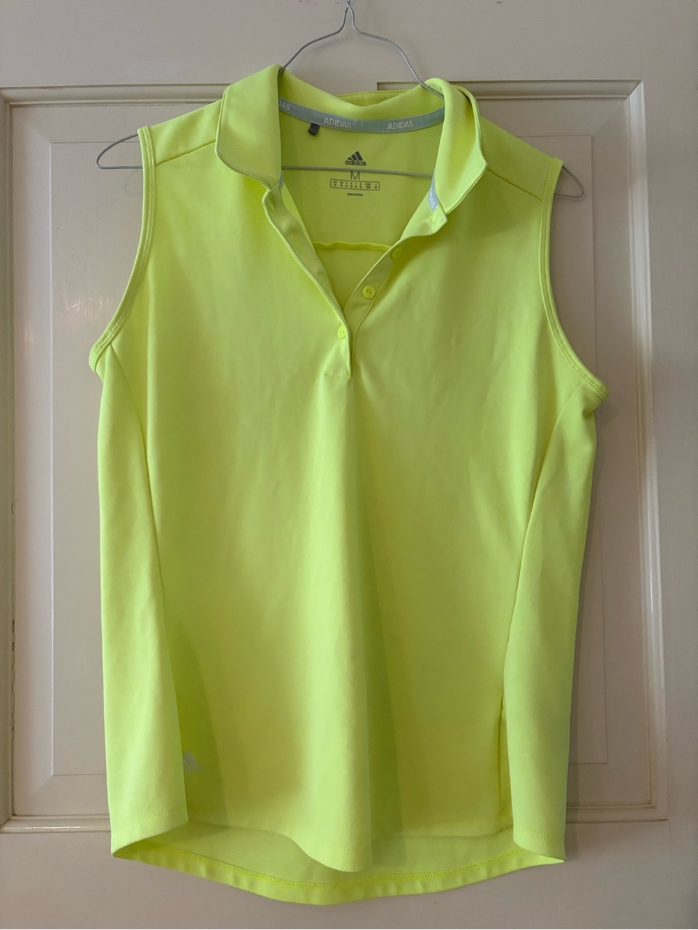 Adidas Women’s Neon Yellow Sleeveless Polo Top. Size Medium
